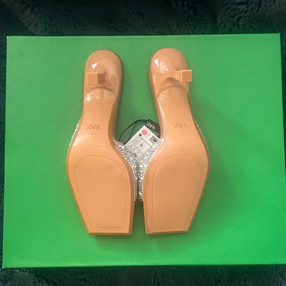 Zara BEADED RHINESTONE SANDALS, SZ 37 - Picture 2 of 6